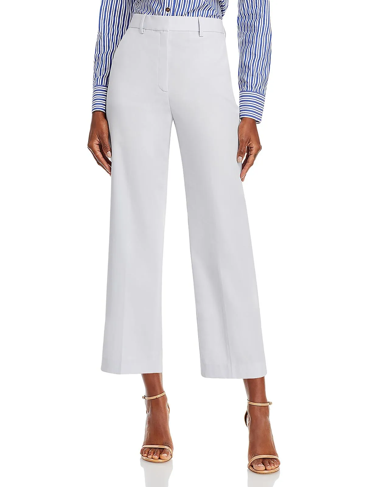 Womens Flare Legs Pleated Cropped Pants