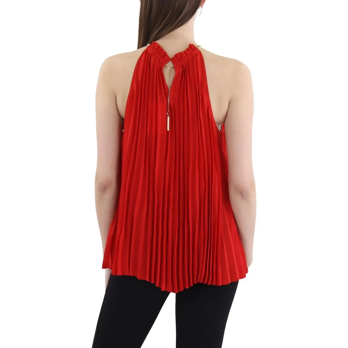 Womens Halter Shutter Pleat Tank Top
