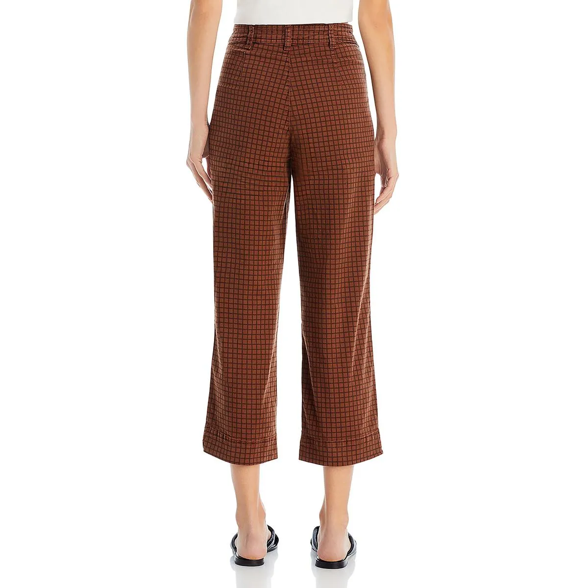 Womens High Rise Cropped Wide Leg Pants