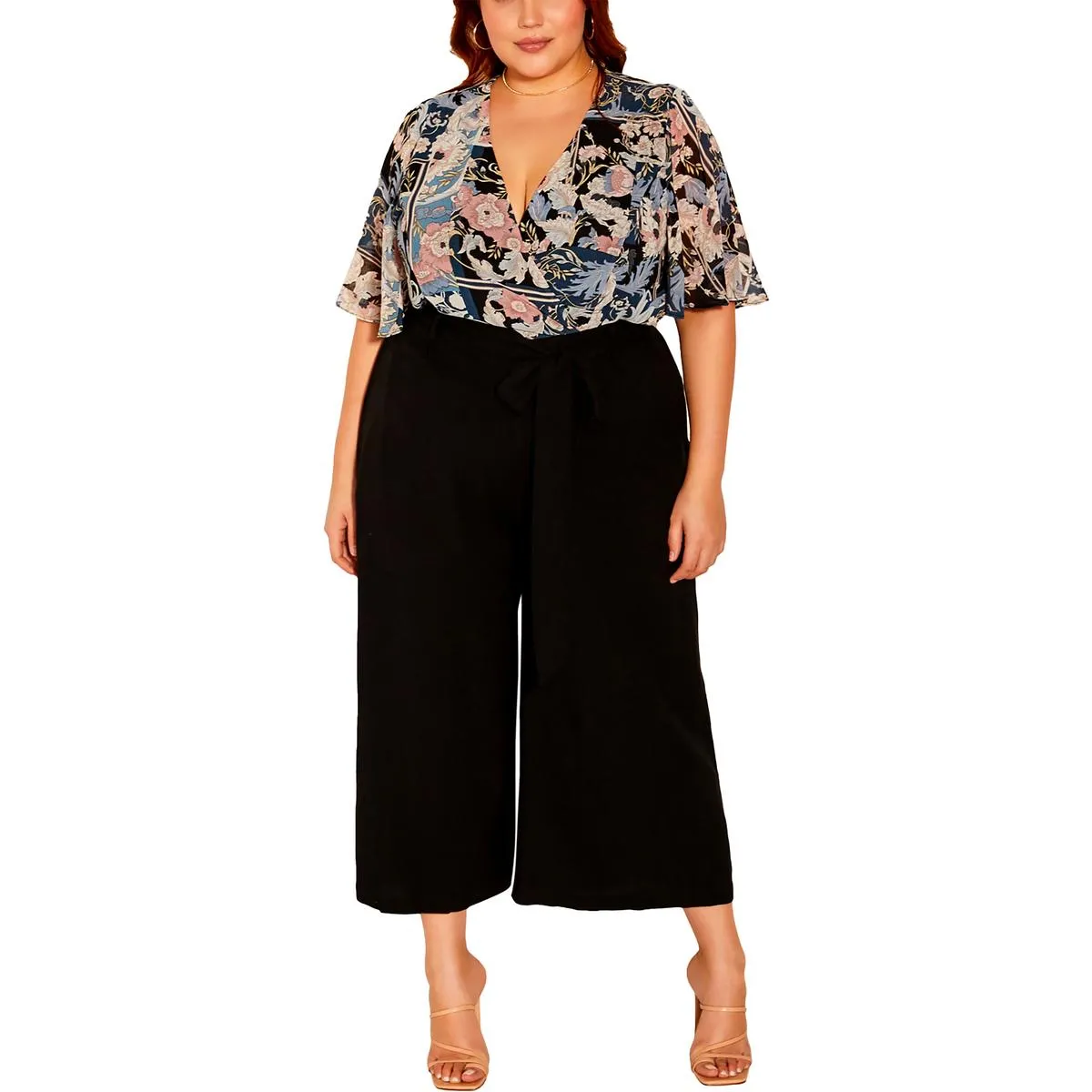 Womens High Rise Cropped Wide Leg Pants