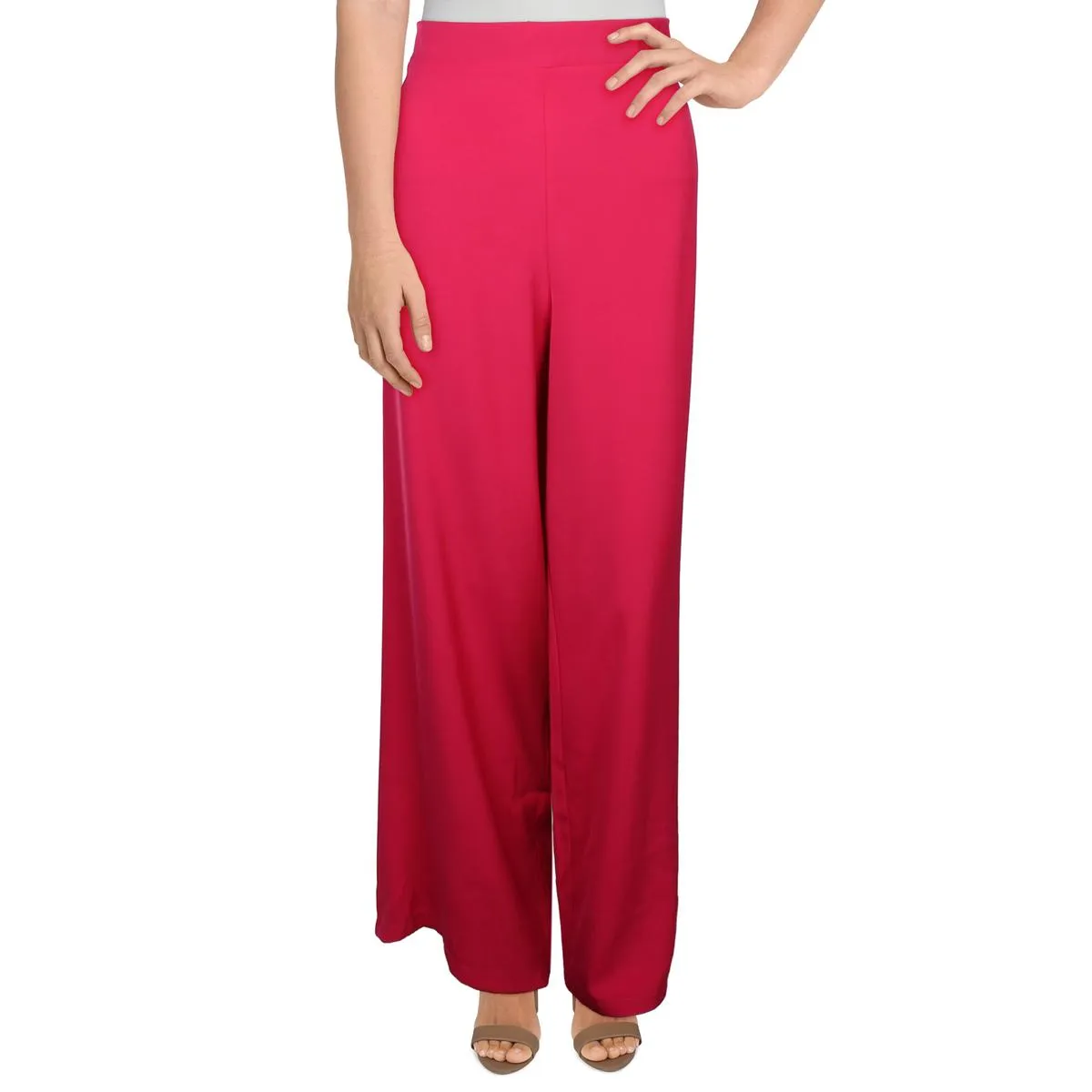 Womens High Rise Office Wide Leg Pants