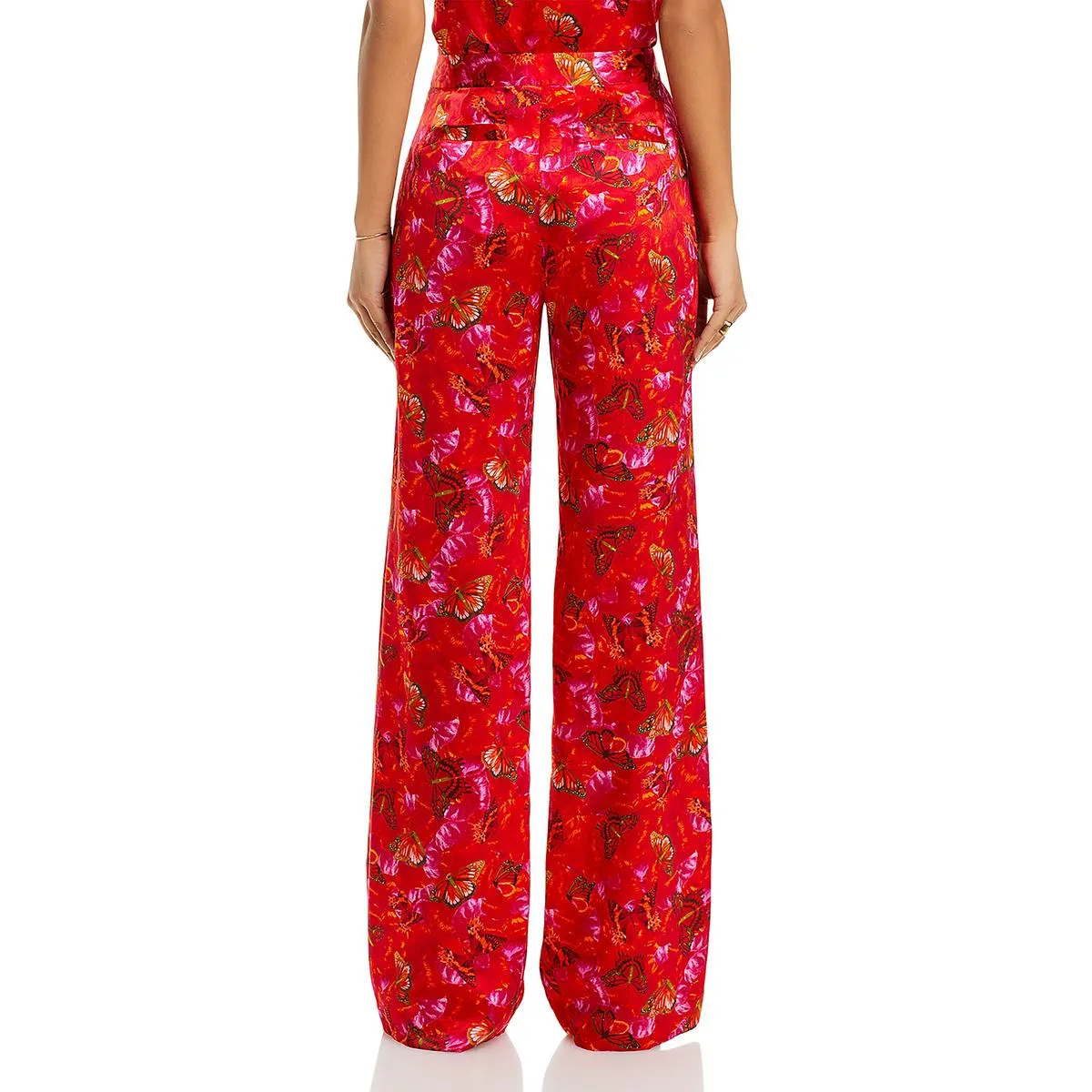 Womens High Rise Printed Straight Leg Pants