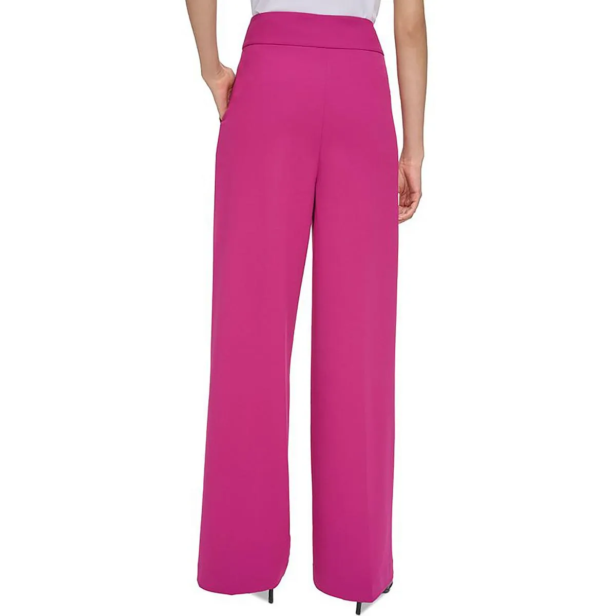 Womens High Rise Textured Wide Leg Pants