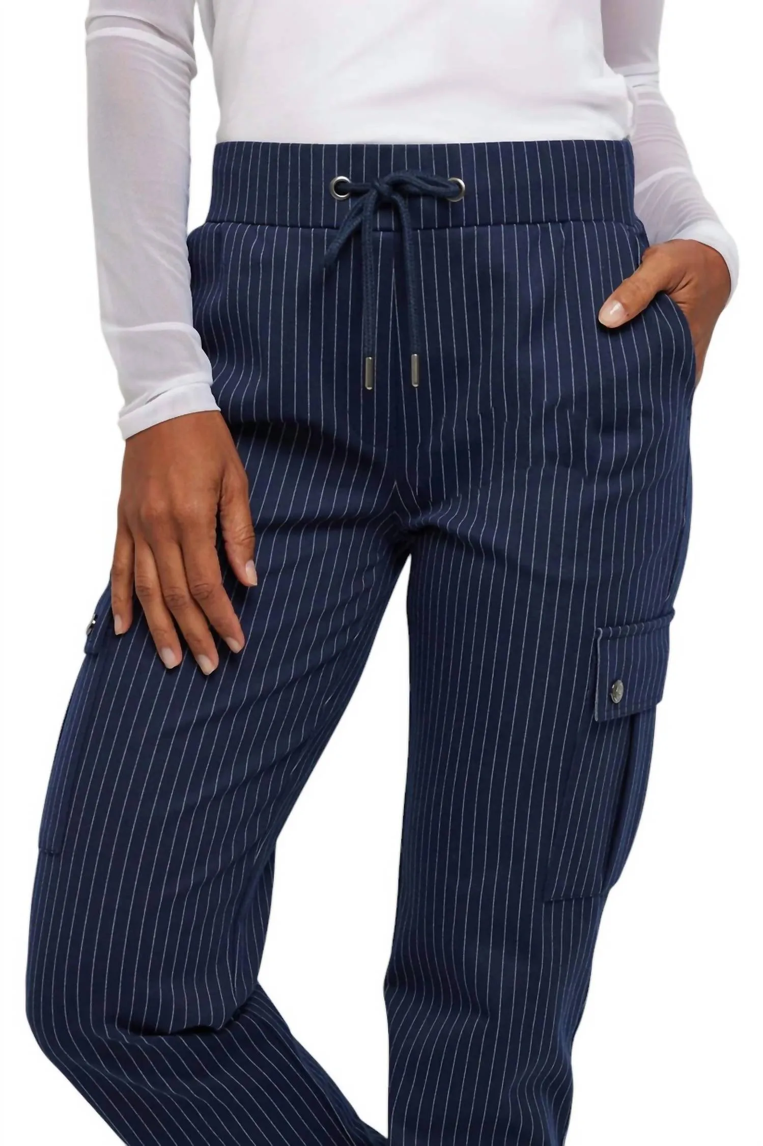 Women's Indie Pinstripe Pant In Navy/white