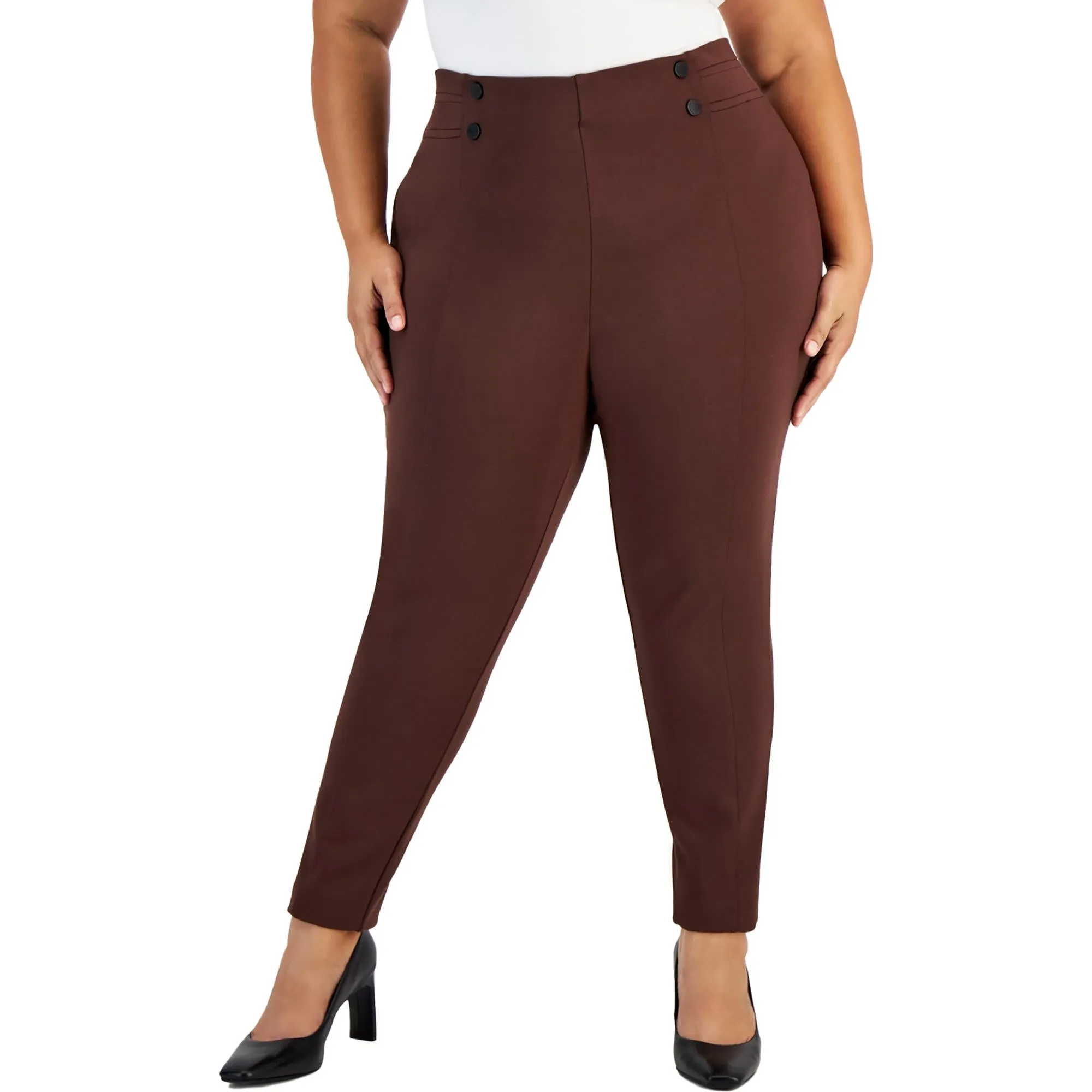 Womens Knit Pleated Skinny Pants