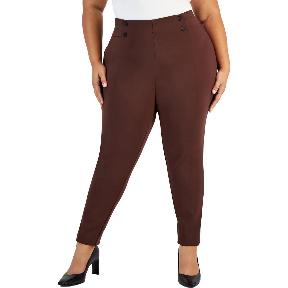 Womens Knit Pleated Skinny Pants