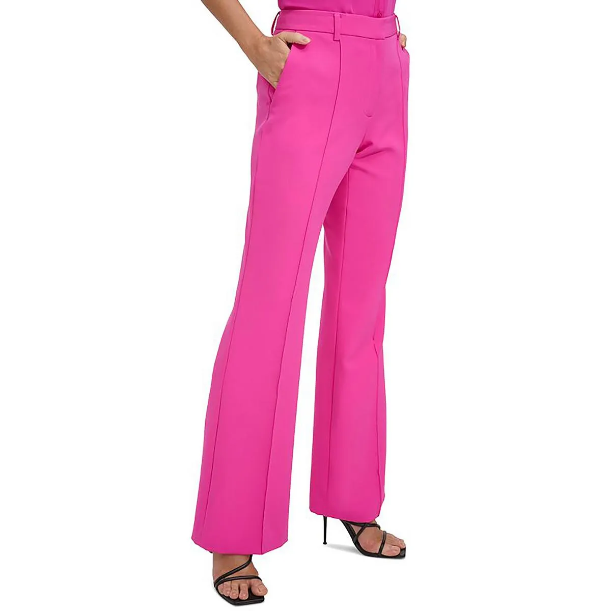 Womens Pintuck High Rise Bootcut Pants