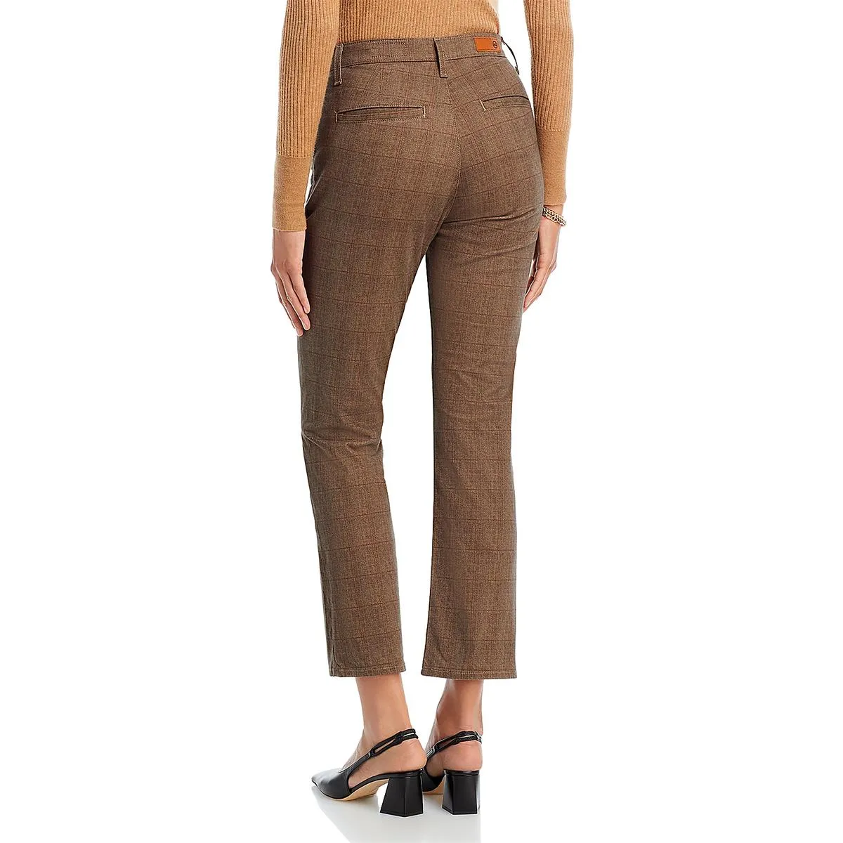 Womens Plaid Cropped Flared Pants