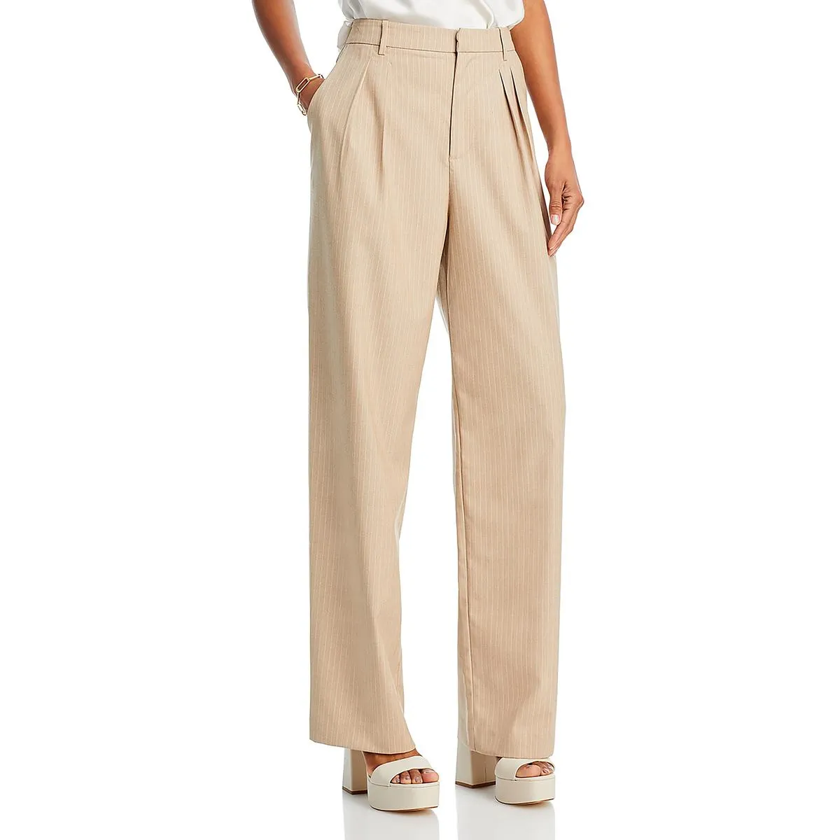 Womens Pleated High Rise Dress Pants