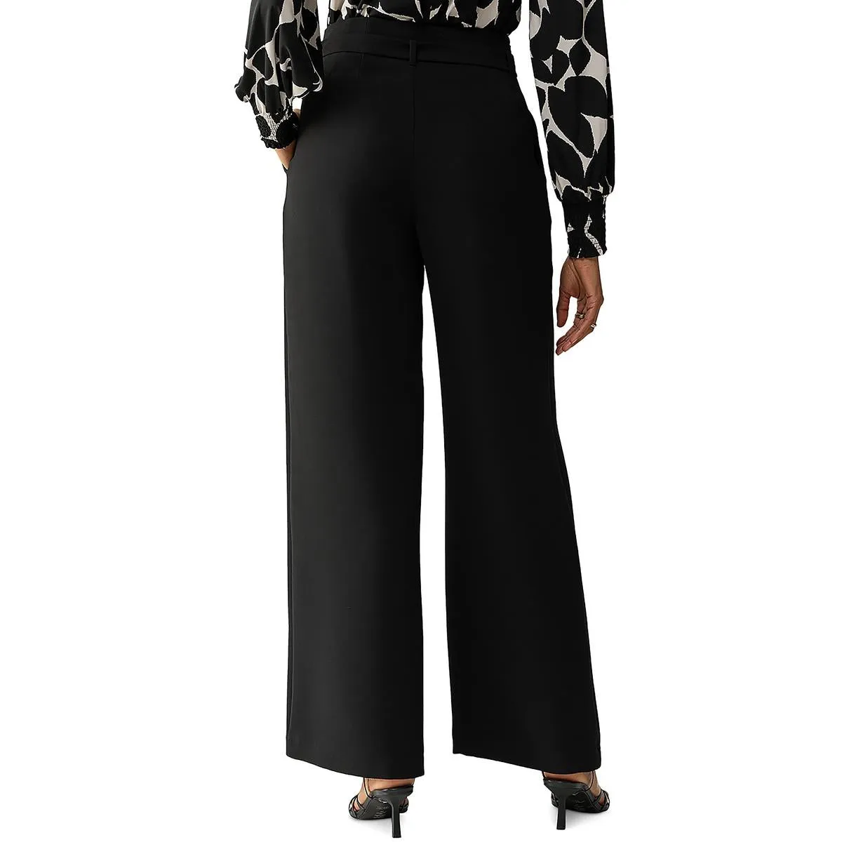 Womens Pleated High Waist Trouser Pants