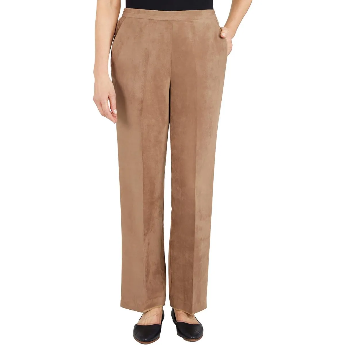 Womens Pocket Polyester Straight Leg Pants