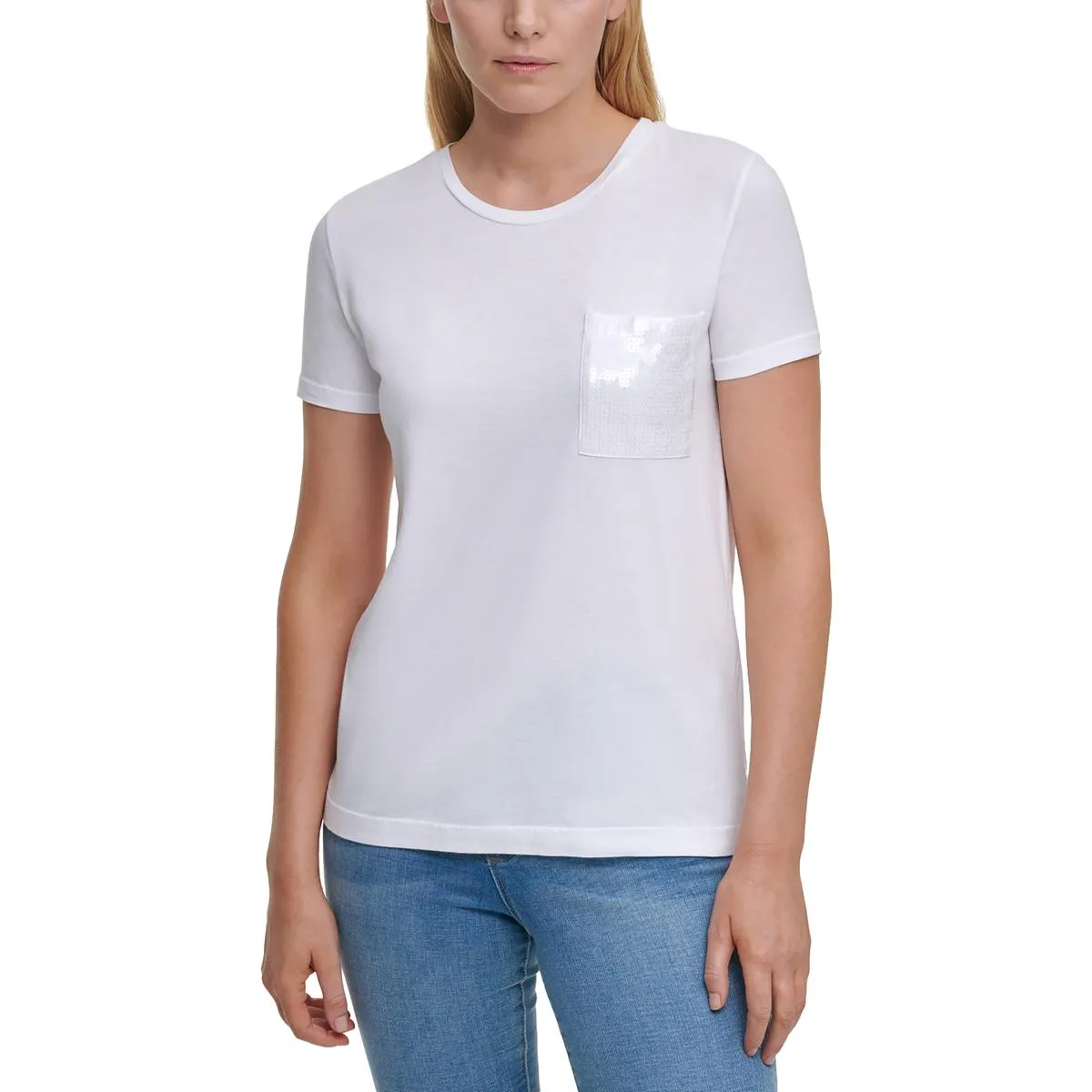 Womens Pocket Sequined T-Shirt