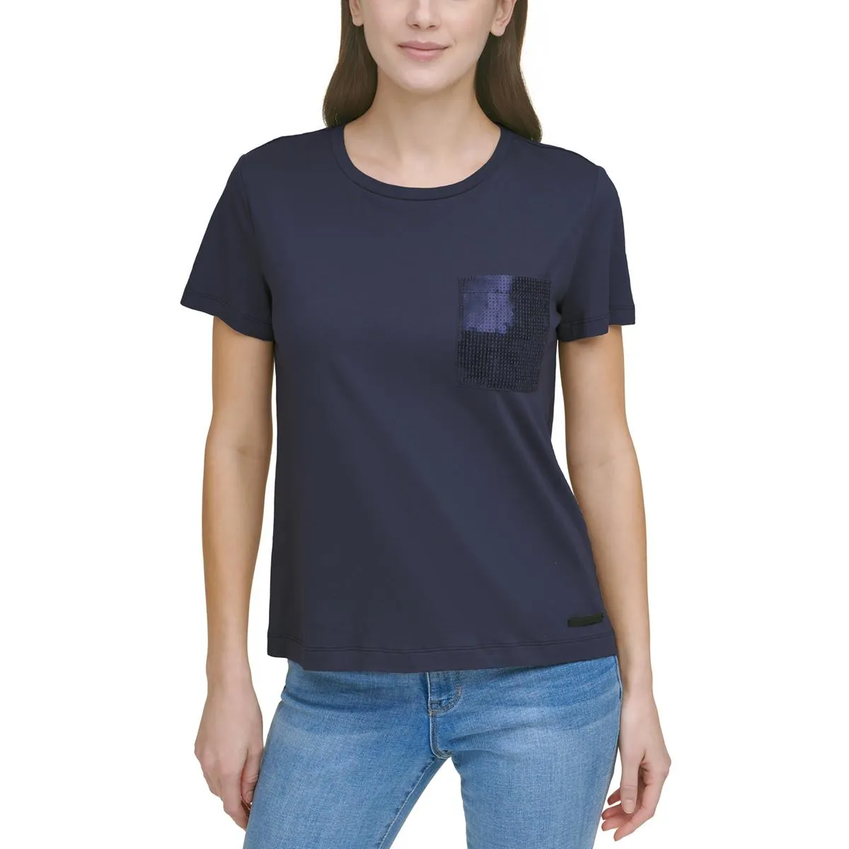 Womens Pocket Sequined T-Shirt