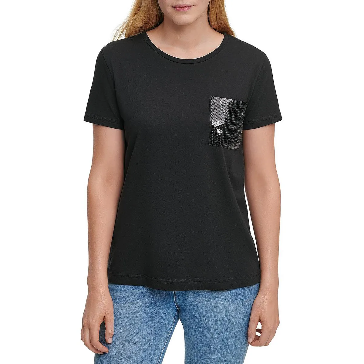 Womens Pocket Sequined T-Shirt