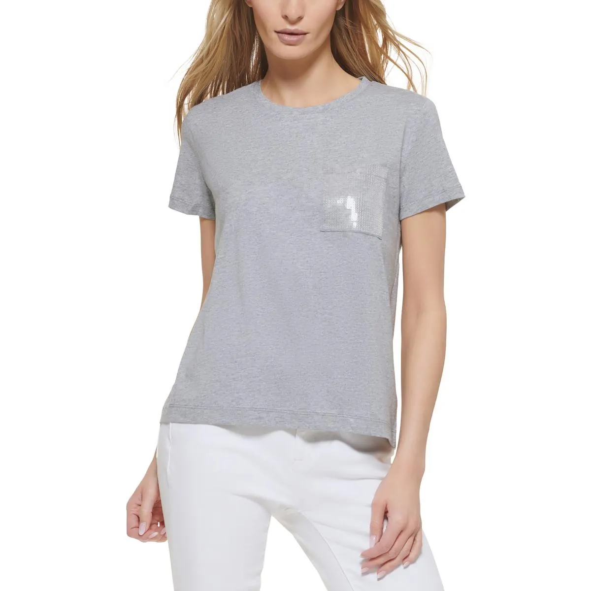 Womens Pocket Sequined T-Shirt
