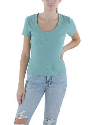 Womens Ribbed Scoop Neck T-Shirt
