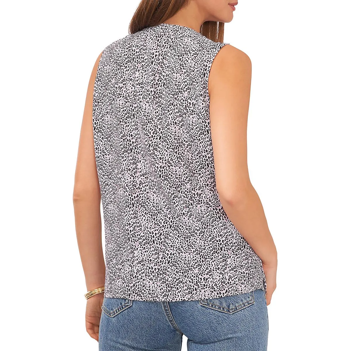 Womens Ruffled Animal Print Tank Top