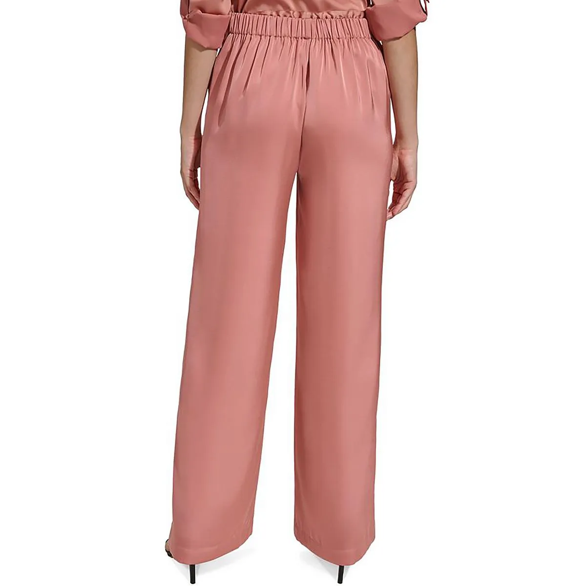 Womens Satin High Rise Wide Leg Pants