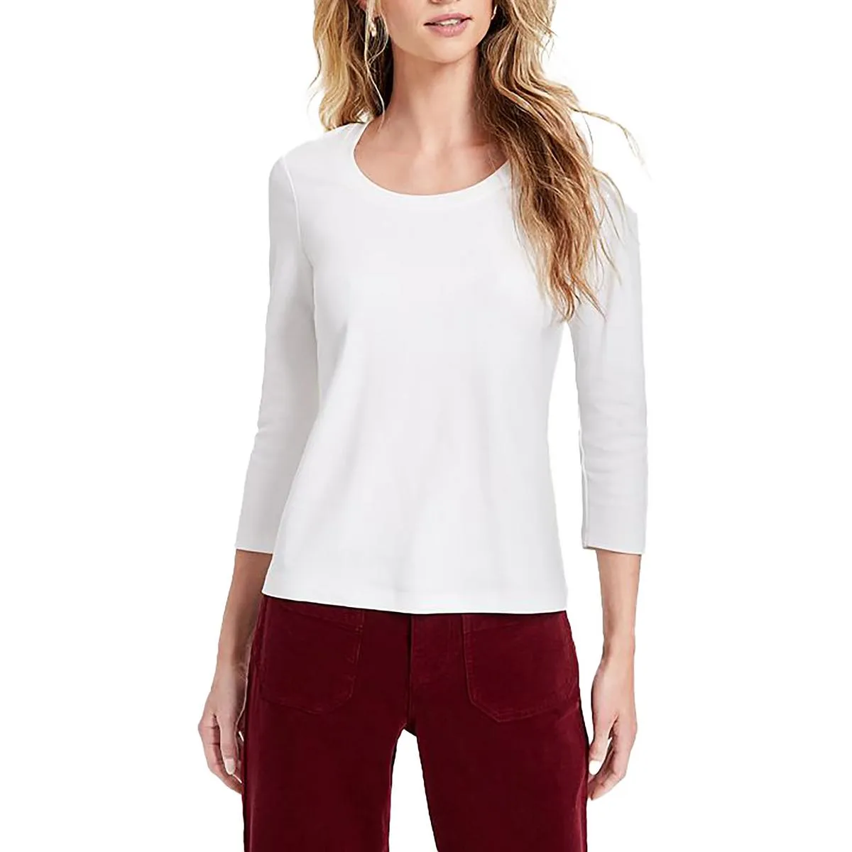 Womens Scoop Neck 3/4 Sleeve T-Shirt