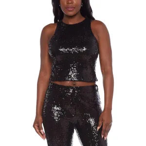 Womens Sequinced Sleeveless Tank Top