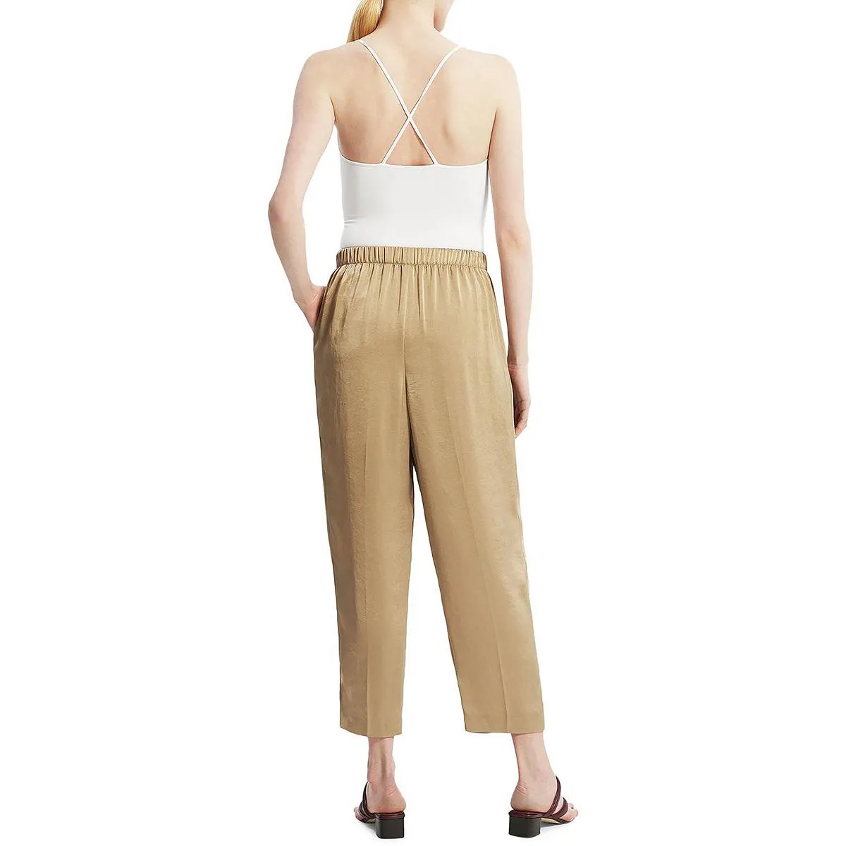 Womens Shimmer High Rise Cropped Pants