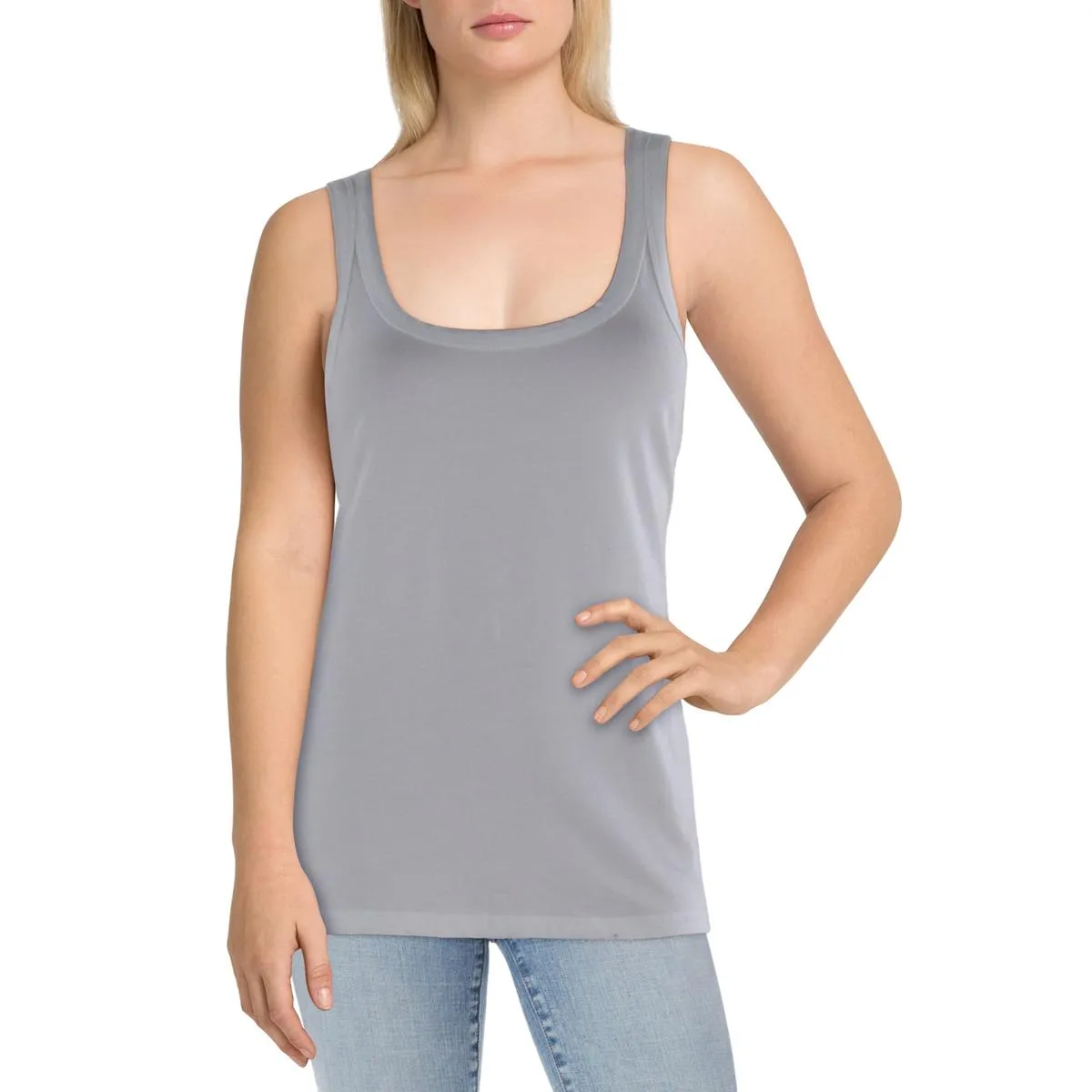 Womens Solid Scoop Neck Tank Top