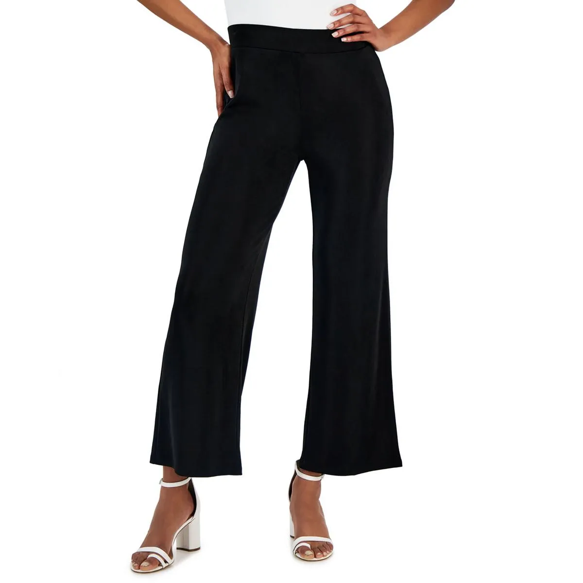 Womens Stretch Knit Wide Leg Pants