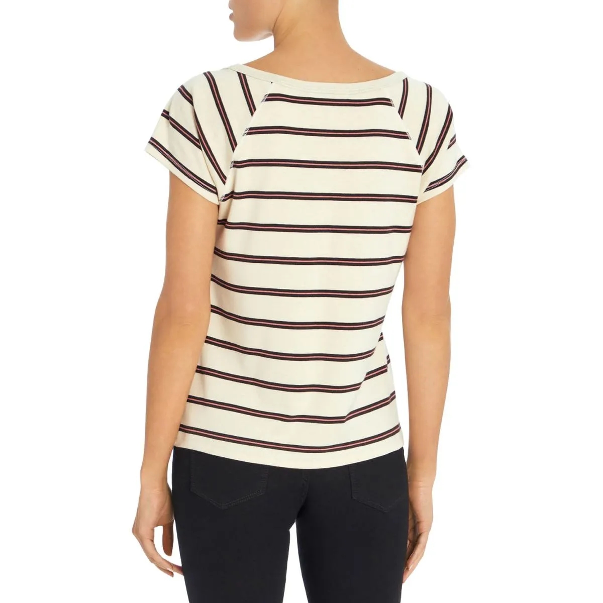 Womens Striped Cap Sleeve T-Shirt