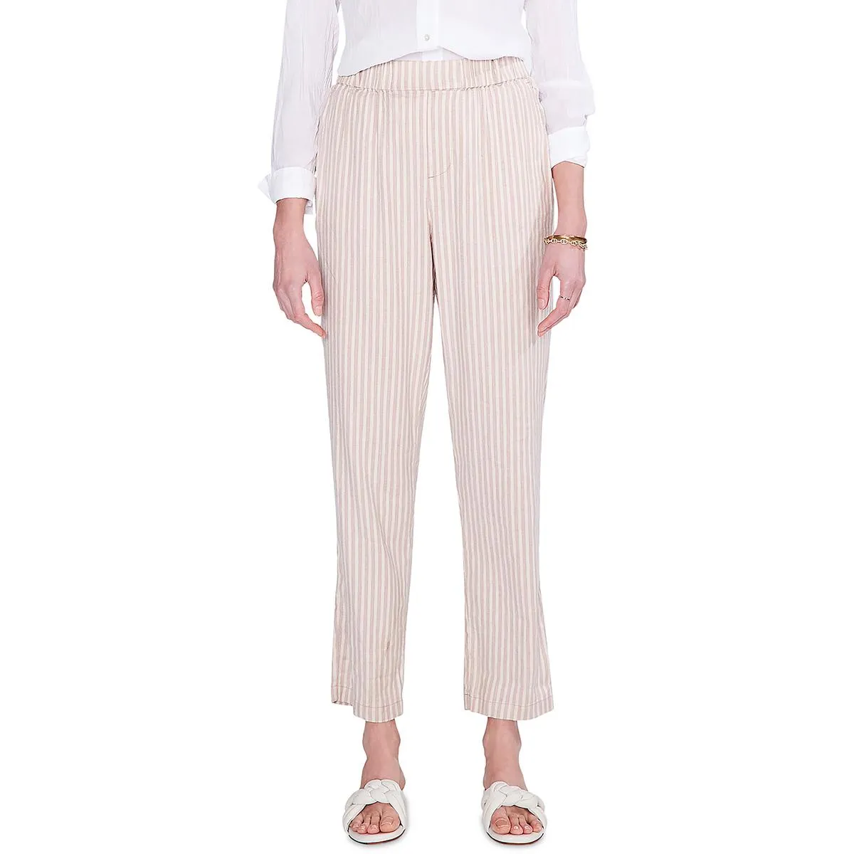 Womens Striped Casual Straight Leg Pants