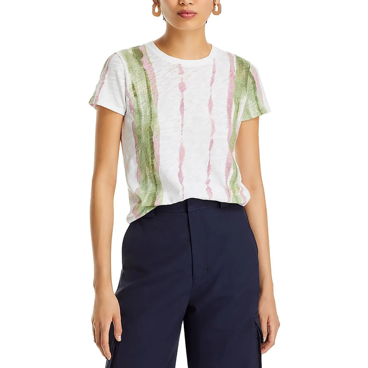 Womens Striped Crewneck T-Shirt