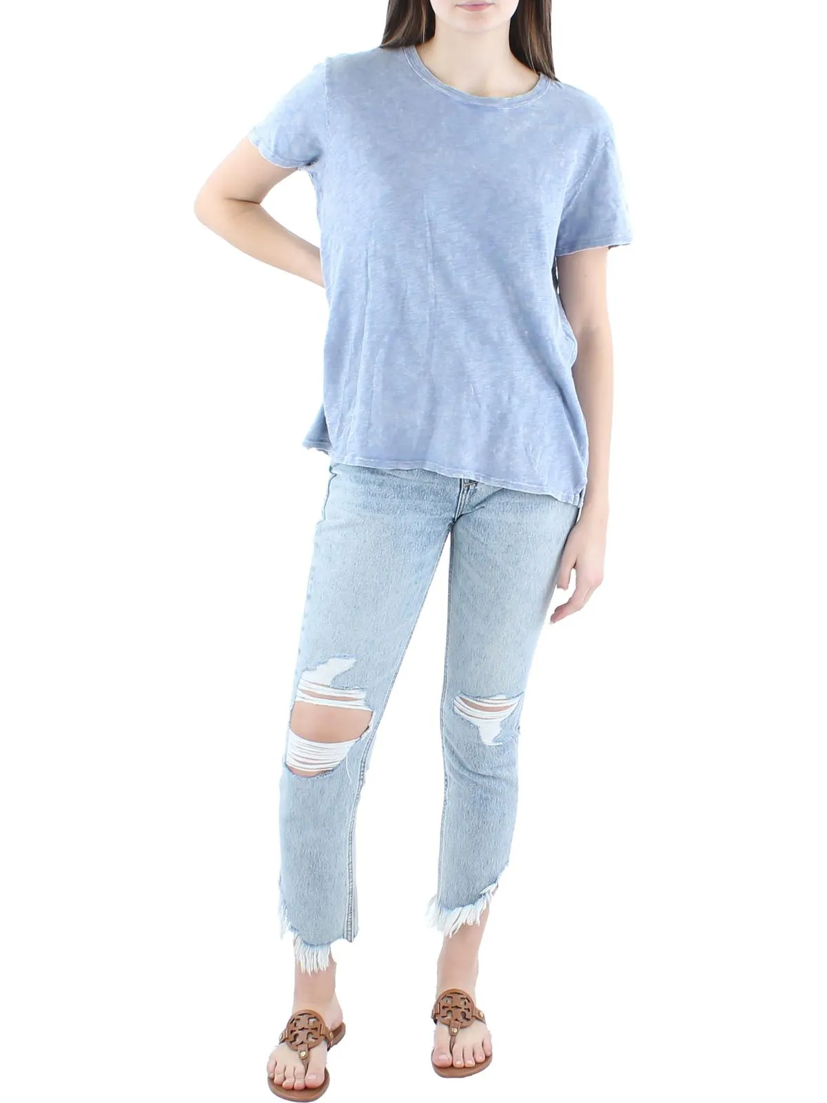 Womens Striped Crewneck T-Shirt
