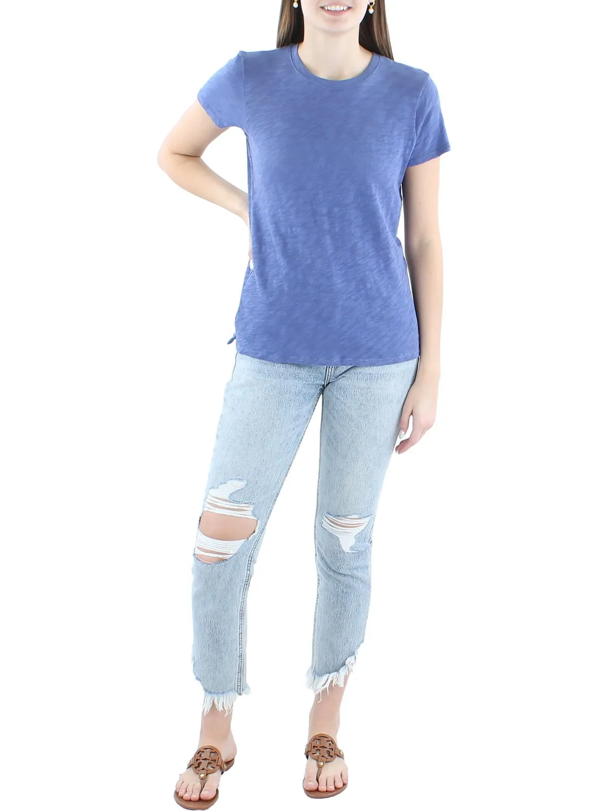 Womens Striped Crewneck T-Shirt