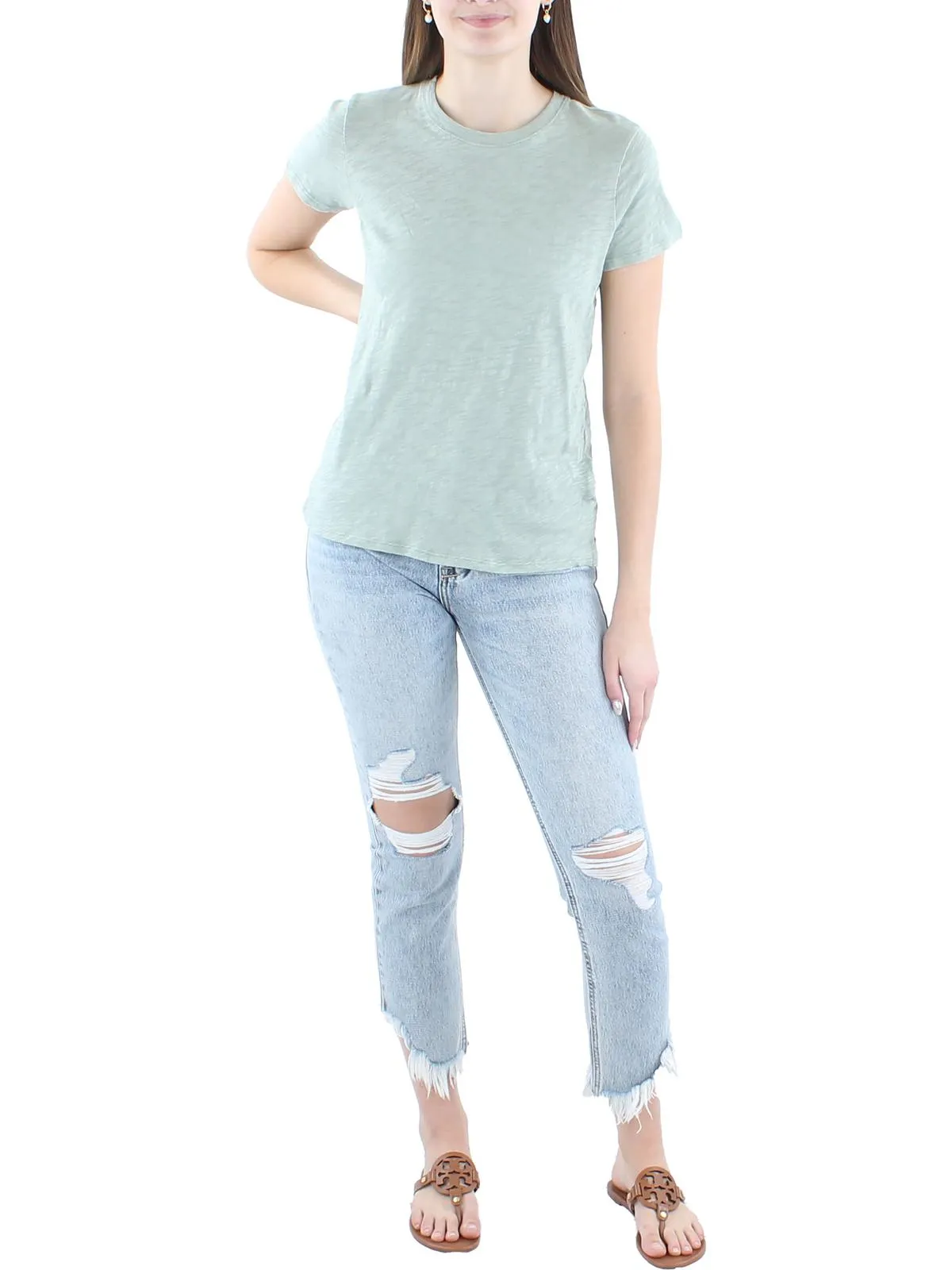 Womens Striped Crewneck T-Shirt