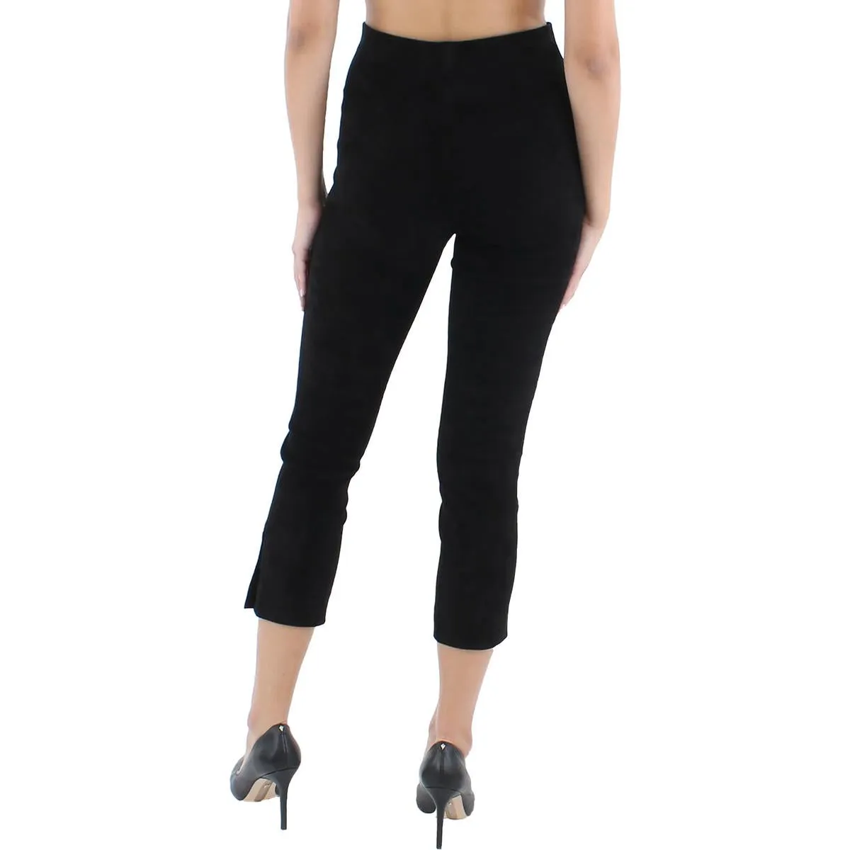 Womens Suede Split Hem Cropped Pants