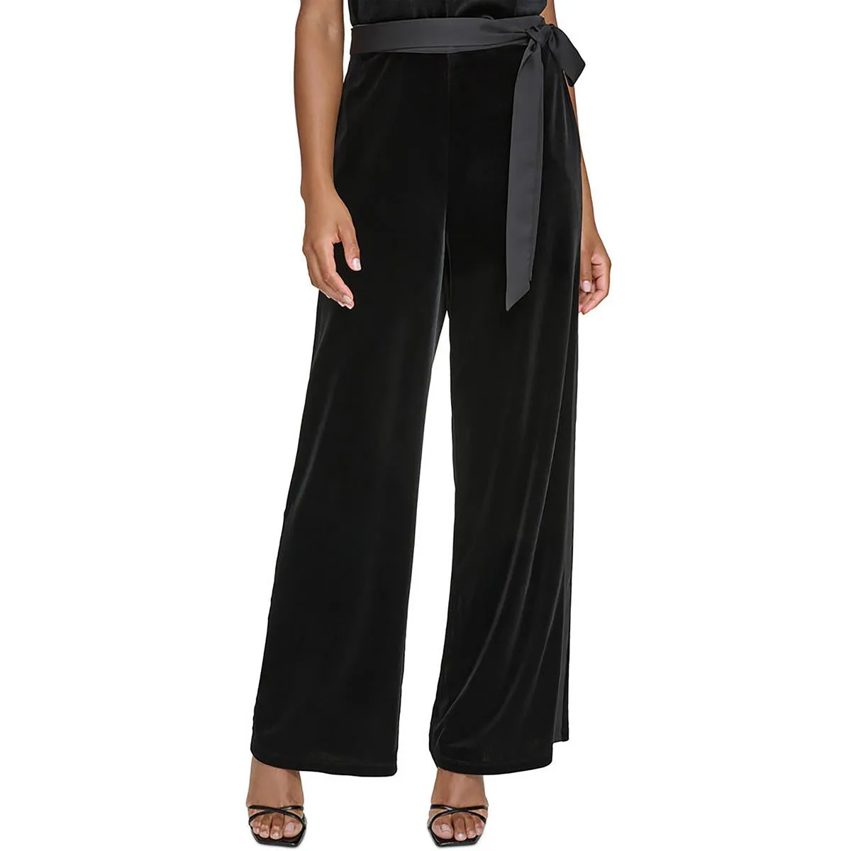 Womens Velvet High Rise Straight Leg Pants