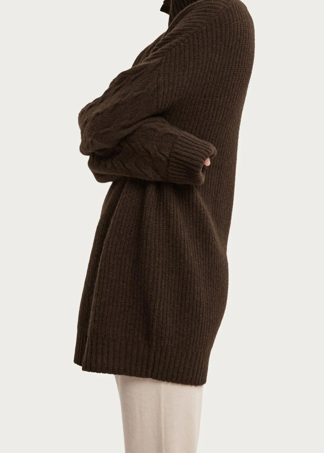 Yak Wool Turtleneck Sweater In Coffee