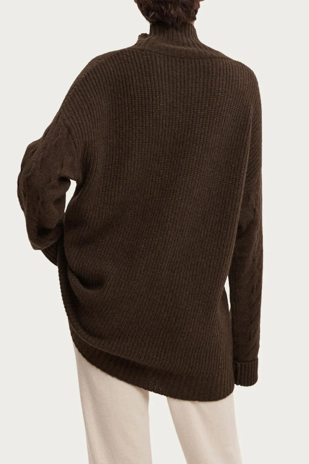 Yak Wool Turtleneck Sweater In Coffee