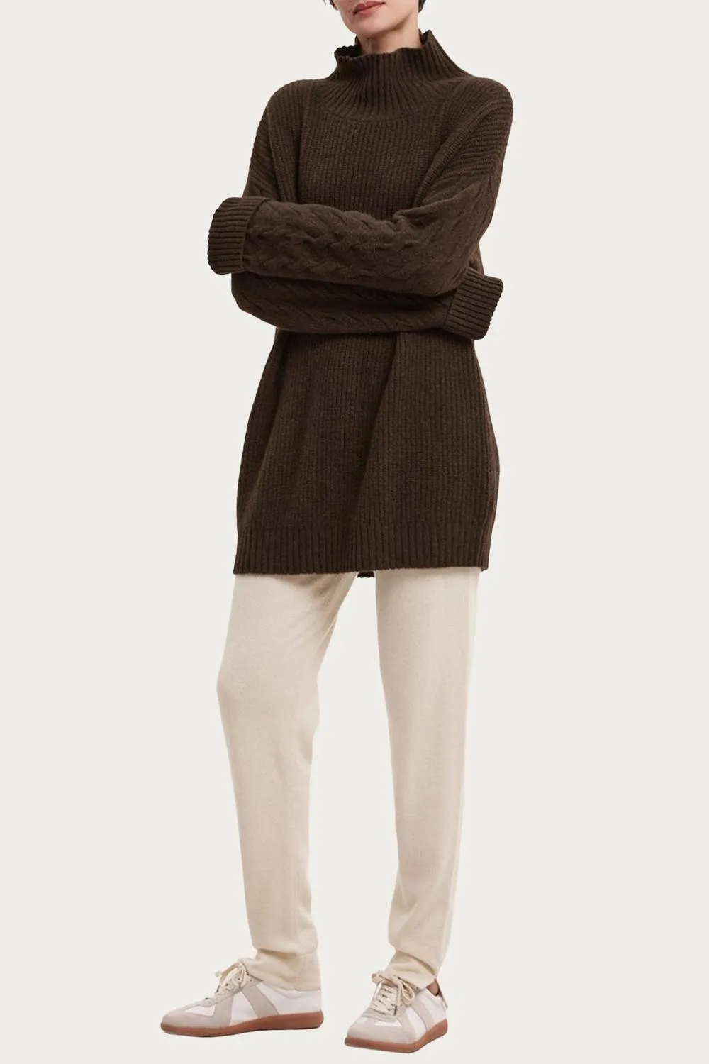 Yak Wool Turtleneck Sweater In Coffee